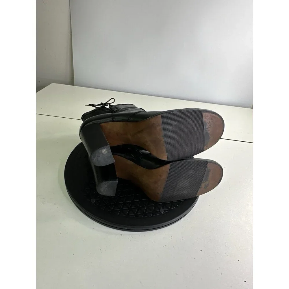 Vtg Nine West Genuine Leather Heeled Square Toe Boots 90s Y2K Sz 9 M
